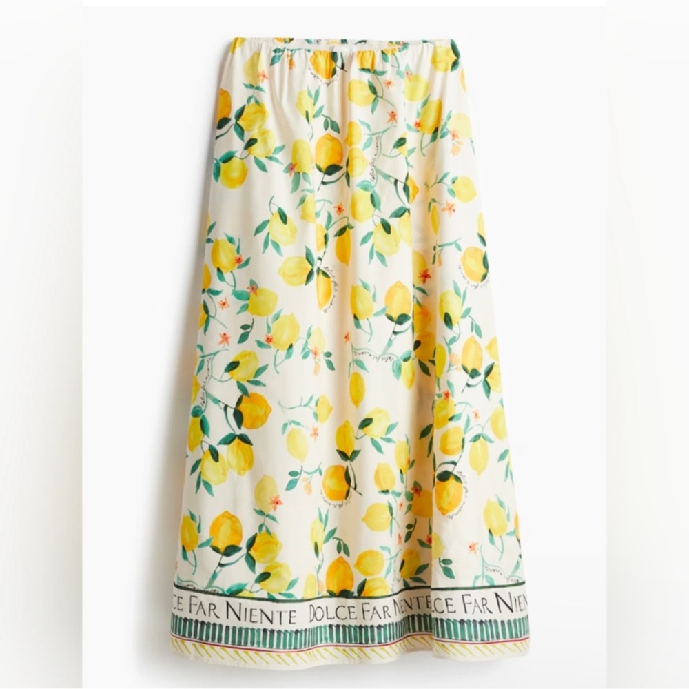 Spring skirt H&M Lemon Print Skirt - Yellow